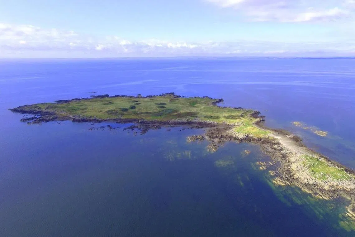 The island is only accessible by boat or, at low tide, by all-terrain vehicle or foot over a rock causeway.