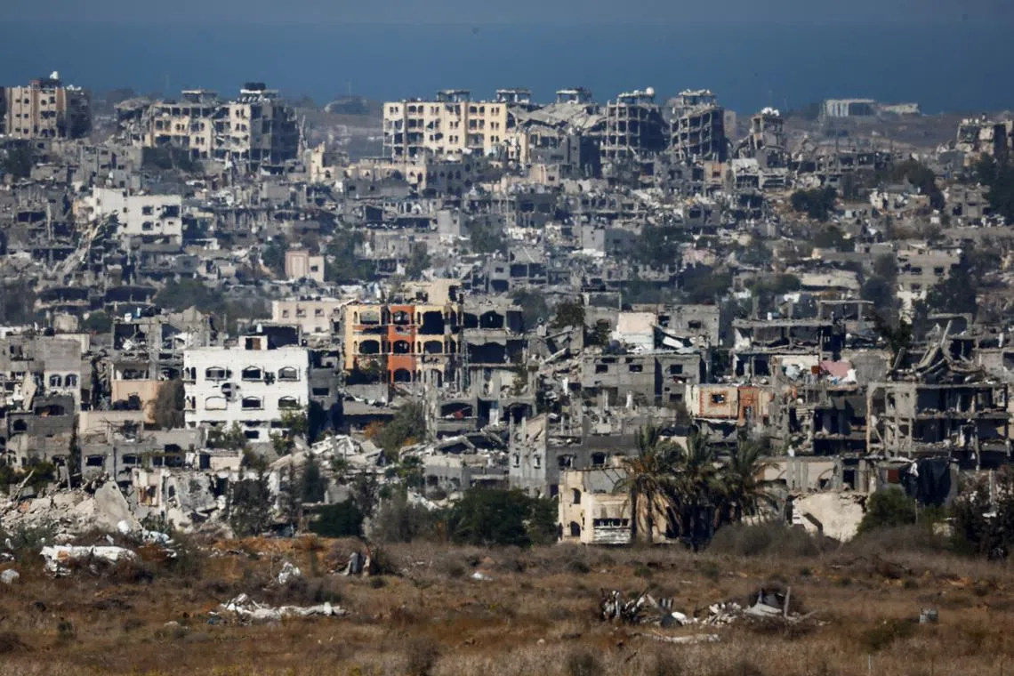 FILE PHOTO: A general view shows destroyed buildings in Northern Gaza, amid the ongoing conflict in Gaza between Israel and Hamas, near the Israel-Gaza border, November 11, 2024. REUTERS/Amir Cohen/File Photo