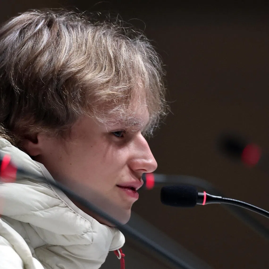 Milano Cortina 2026 Winter Olympics - Figure Skating - United States team press conference - Main Press Centre, Milan, Italy - February 4, 2026 Ilia Malinin of United States speaks during the press conference REUTERS/Amanda Perobelli