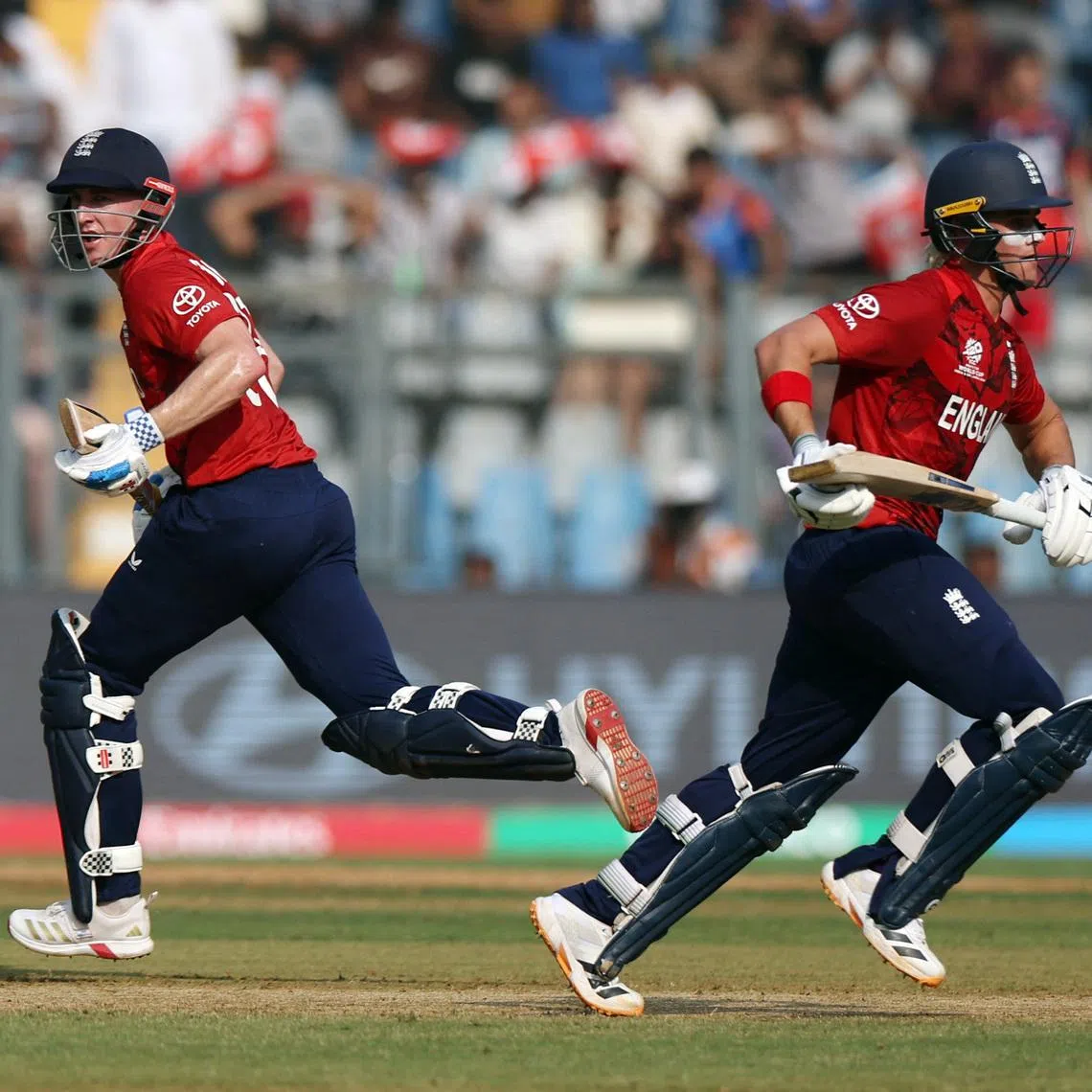 Cricket - ICC Men's T20 World Cup 2026 - Group C - England v Nepal - Wankhede Stadium, Mumbai, India - February 8, 2026 England's Harry Brook and Jacob Bethell in action REUTERS/Francis Mascarenhas