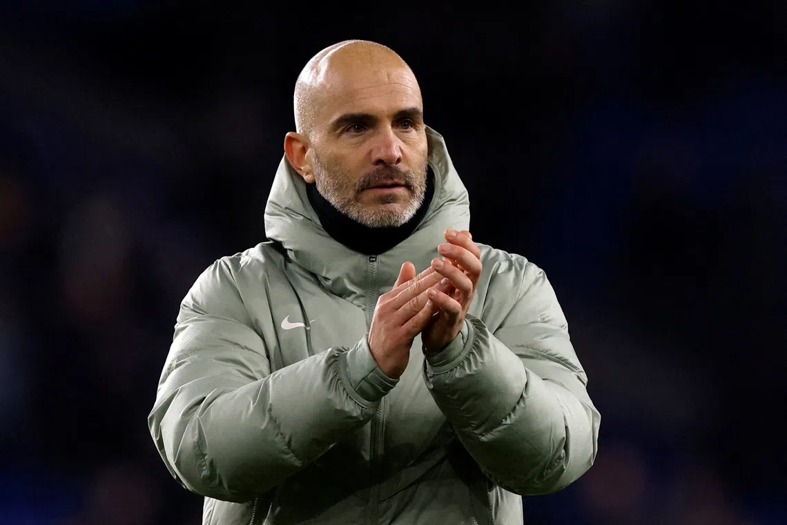 FILE PHOTO: Soccer Football - Carabao Cup - Quarter Final - Cardiff City v Chelsea - Cardiff City Stadium, Cardiff, Wales, Britain - December 16, 2025 Chelsea manager Enzo Maresca celebrates after the match Action Images via Reuters/Andrew Couldridge/File Photo