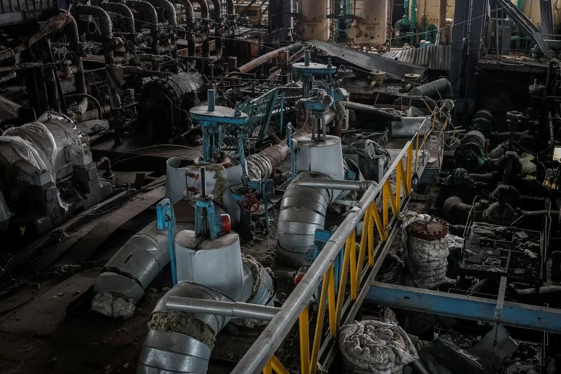 FILE PHOTO: A view shows an energy facility damaged by a Russian military strike earlier this year, amid Russia's attack on Ukraine, in an undisclosed location, Ukraine August 22, 2023. REUTERS/Gleb Garanich/File Photo