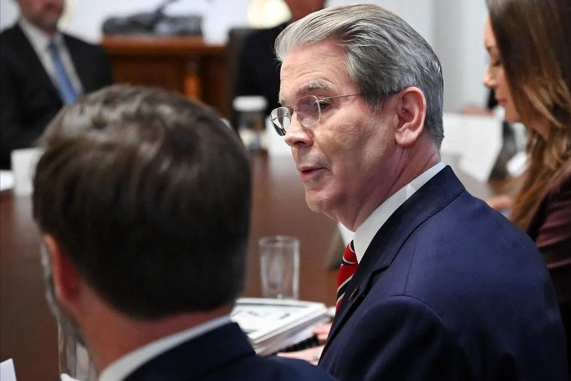 US Treasury Secretary Scott Bessent (centre) speaking during a Cabinet meeting at the White House on Aug 26.