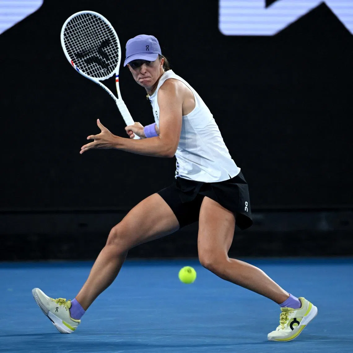 Tennis - Australian Open - Melbourne Park, Melbourne, Australia - January 24, 2026 Poland's Iga Swiatek in action during her third round match against Russia's Anna Kalinskaya REUTERS/Jaimi Joy