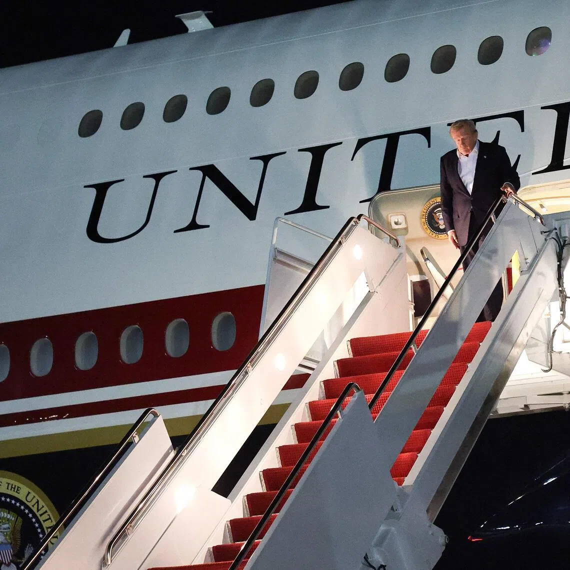 US President Donald Trump returning to Joint Base Andrews on July 9, in Washington, DC, after flying back from the UK aboard the new Qatari-donated Air Force One.