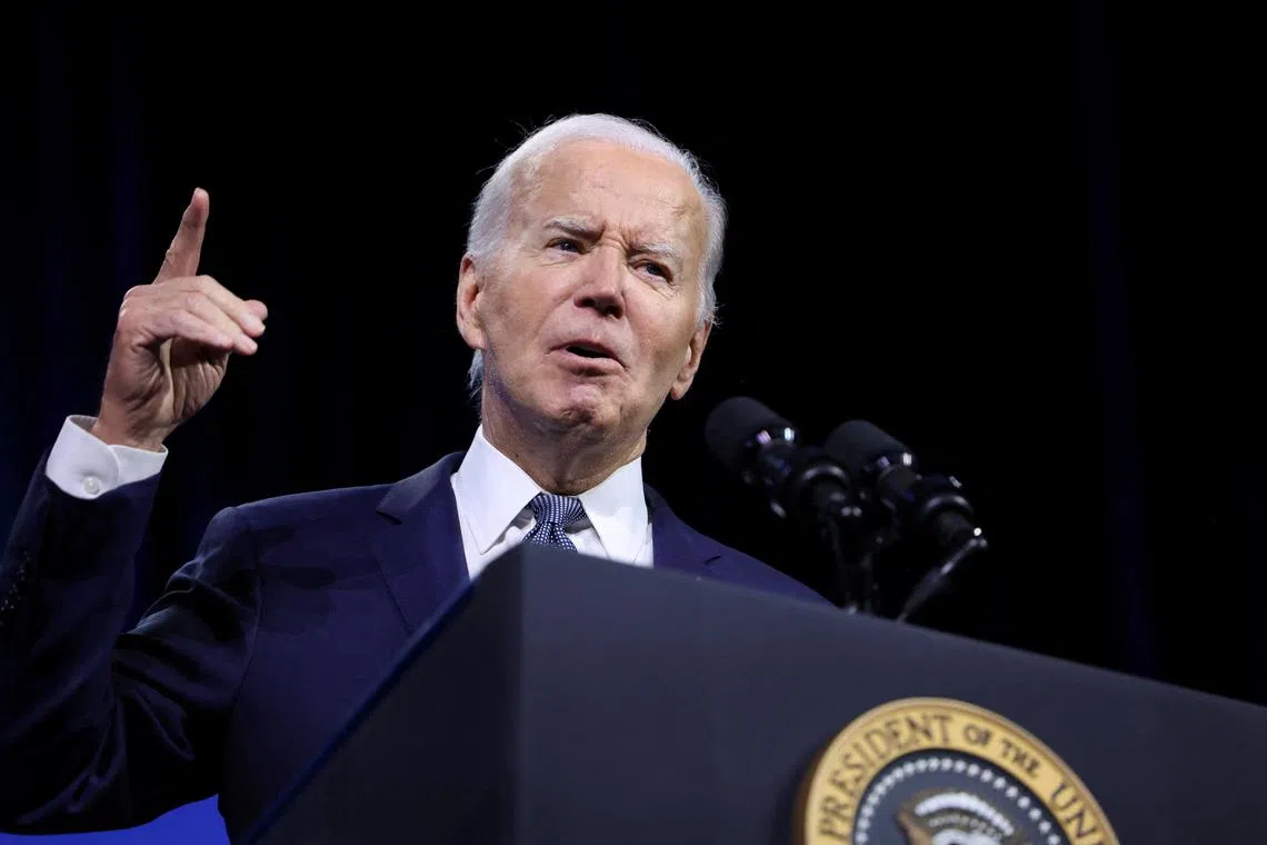 FILE PHOTO: U.S. President Joe Biden speaks at the 115th NAACP National Convention in Las Vegas, Nevada, U.S., July 16, 2024. REUTERS/Tom Brenner/File Photo