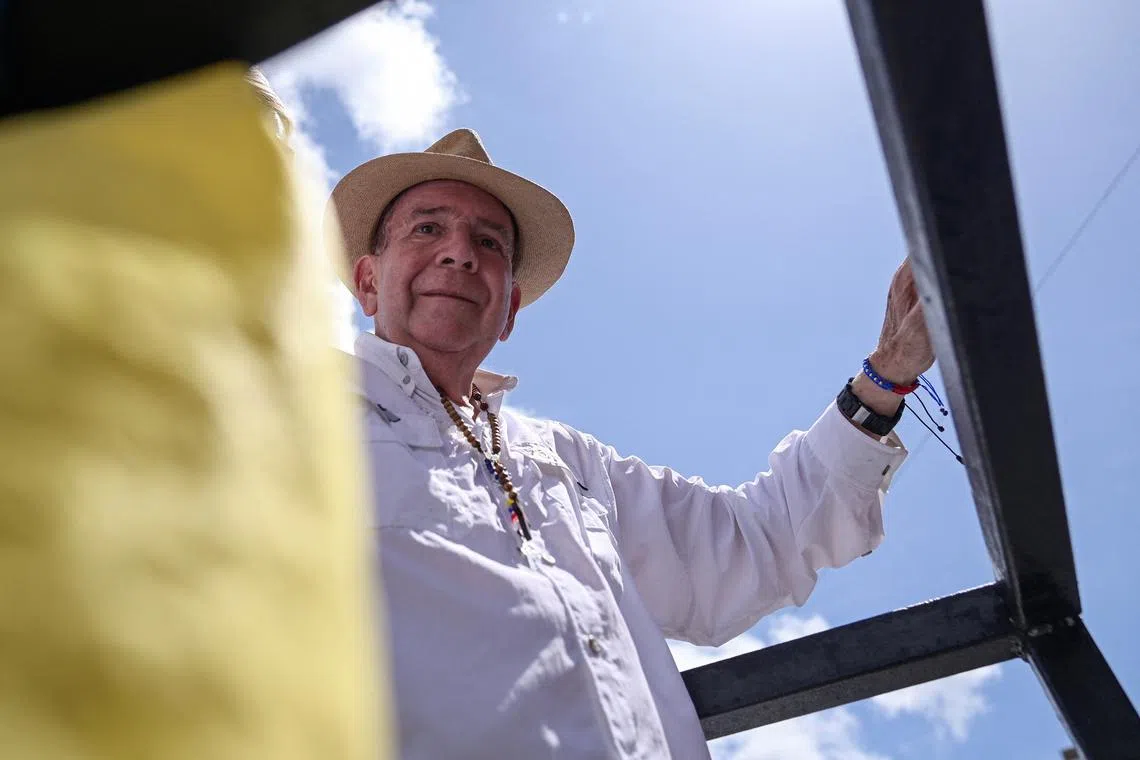 Venezuelan opposition presidential candidate Edmundo Gonzalez looks on during a campaign rally for the presidential election in Valencia, Carabobo State, Venezuela, July 13, 2024. REUTERS/Gaby Oraa/File Photo