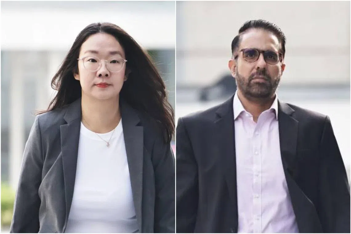 Former WP cadre Loh Pei Ying and WP chief and Leader of the Opposition Pritam Singh arriving at the State Courts on Oct 18.
