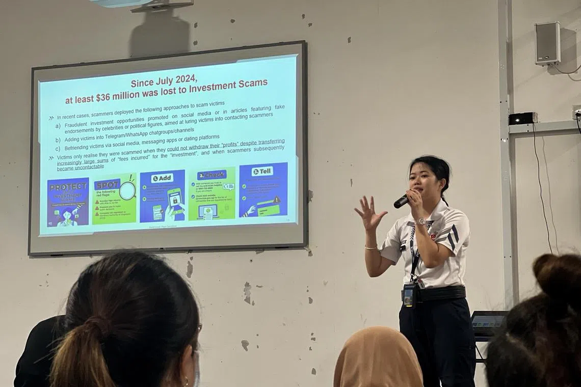 THK Home for the Disabled @ Sembawang collaborated with the police for the first time in October 2024 to conduct a scam prevention talk for staff and some residents covering online fraud, phone scams and banking security.