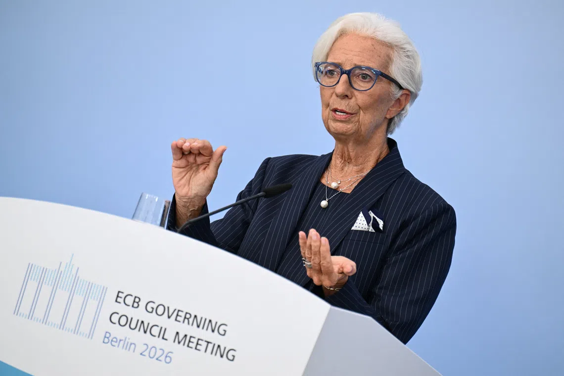 European Central Bank President Christine Lagarde speaks during a press conference following the ECB Governing Council meeting at the guest house of the Deutsche Bundesbank in Berlin, Germany, September 10, 2026. REUTERS/Annegret Hilse