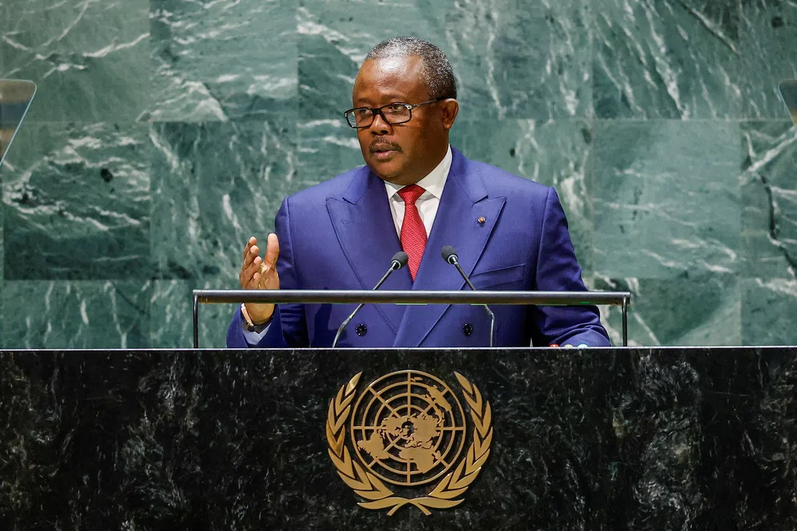 FILE PHOTO: Guinea Bissau's President Umaro Sissoco Embalo addresses the 78th Session of the U.N. General Assembly in New York City, U.S., September 21, 2023.  REUTERS/Eduardo Munoz/File Photo