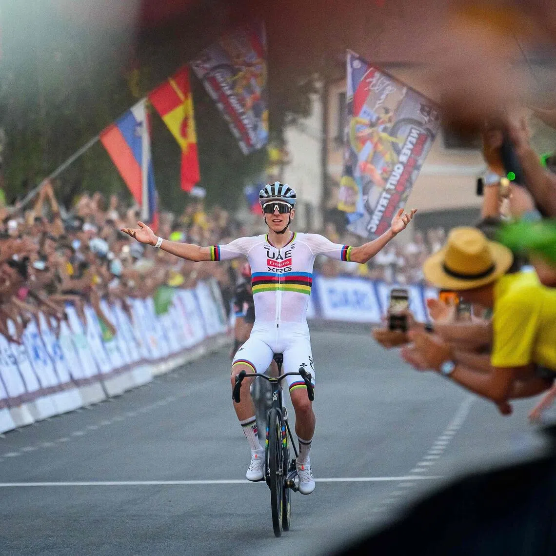 Five-time Tour de France winner Tadej Pogacar wins the Tadej Pogacar’s Criterium Elite Men’s race in his home town Komenda in Slovenia, on July 31.