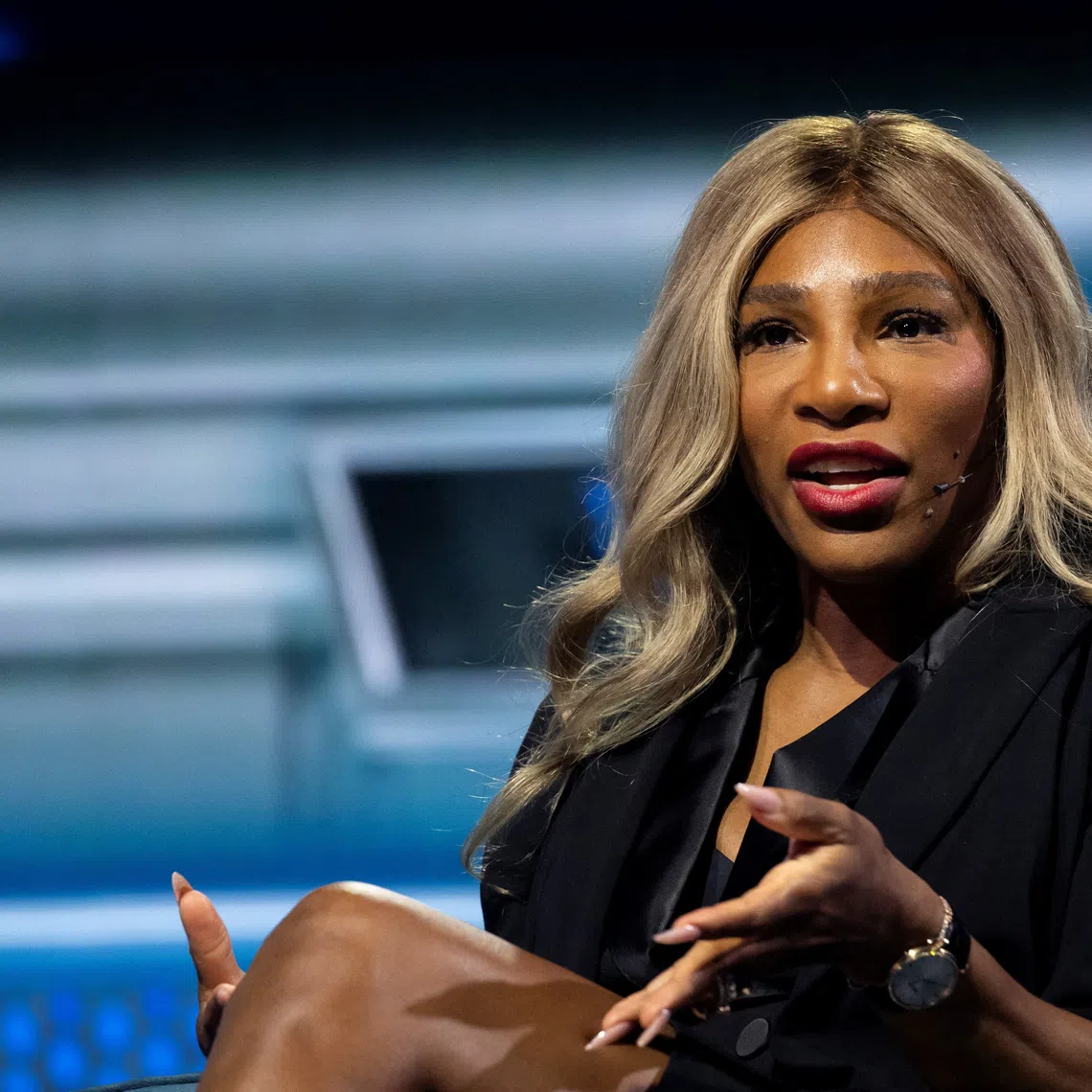 Tennis legend and entrepreneur Serena Williams speaks during the America Business Forum at Kaseya Center in Miami, Florida, U.S. November 6, 2025. REUTERS/Marco Bello