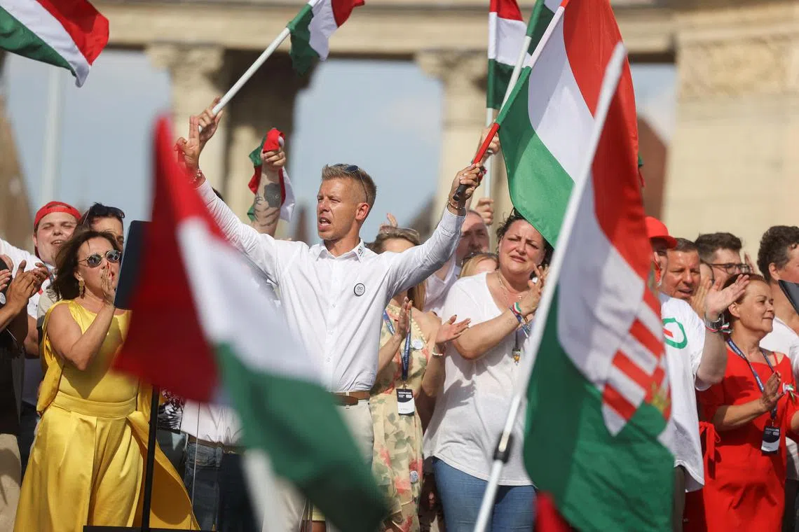A rally held in Budapest by Hungarian opposition figure Peter Magyar drew tens of thousands of people, ahead of elections for the European Parliament.