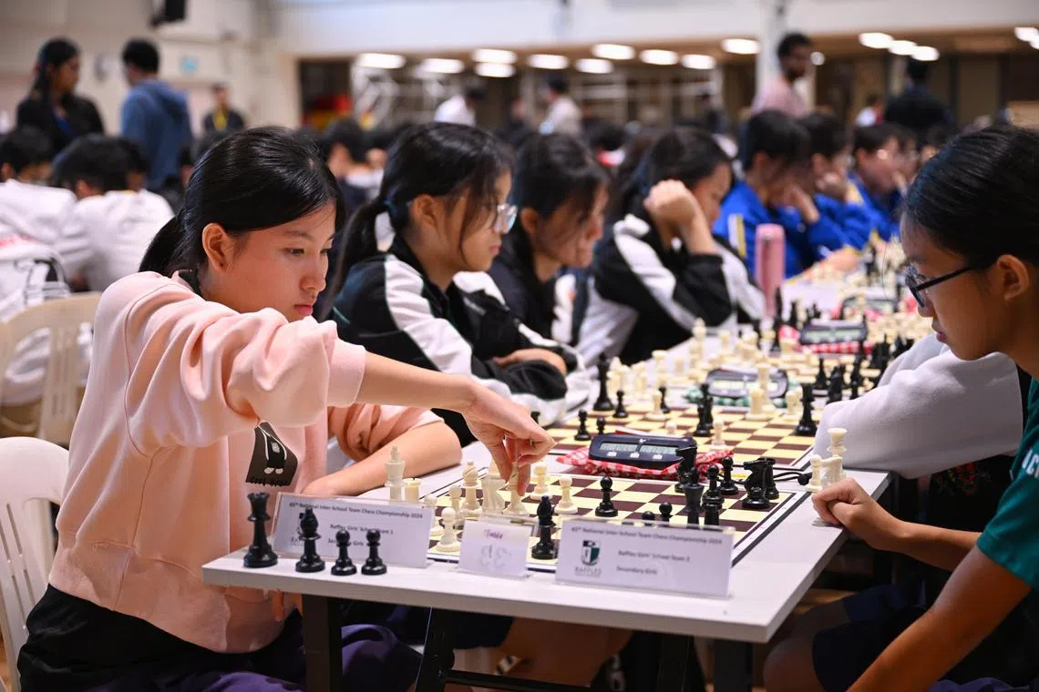 Bernadette Kong in action at the National Inter-school Team Chess Championships at Rulang Primary School on Sep 4, 2024