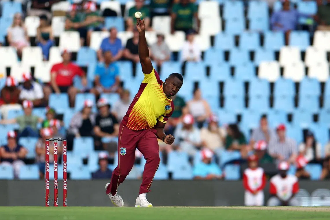 Cricket - Second Twenty20 - South Africa v West Indies - SuperSport Park Cricket Stadium, Centurion, South Africa - March 26, 2023  West Indies' Rovman Powell in action REUTERS/Siphiwe Sibeko