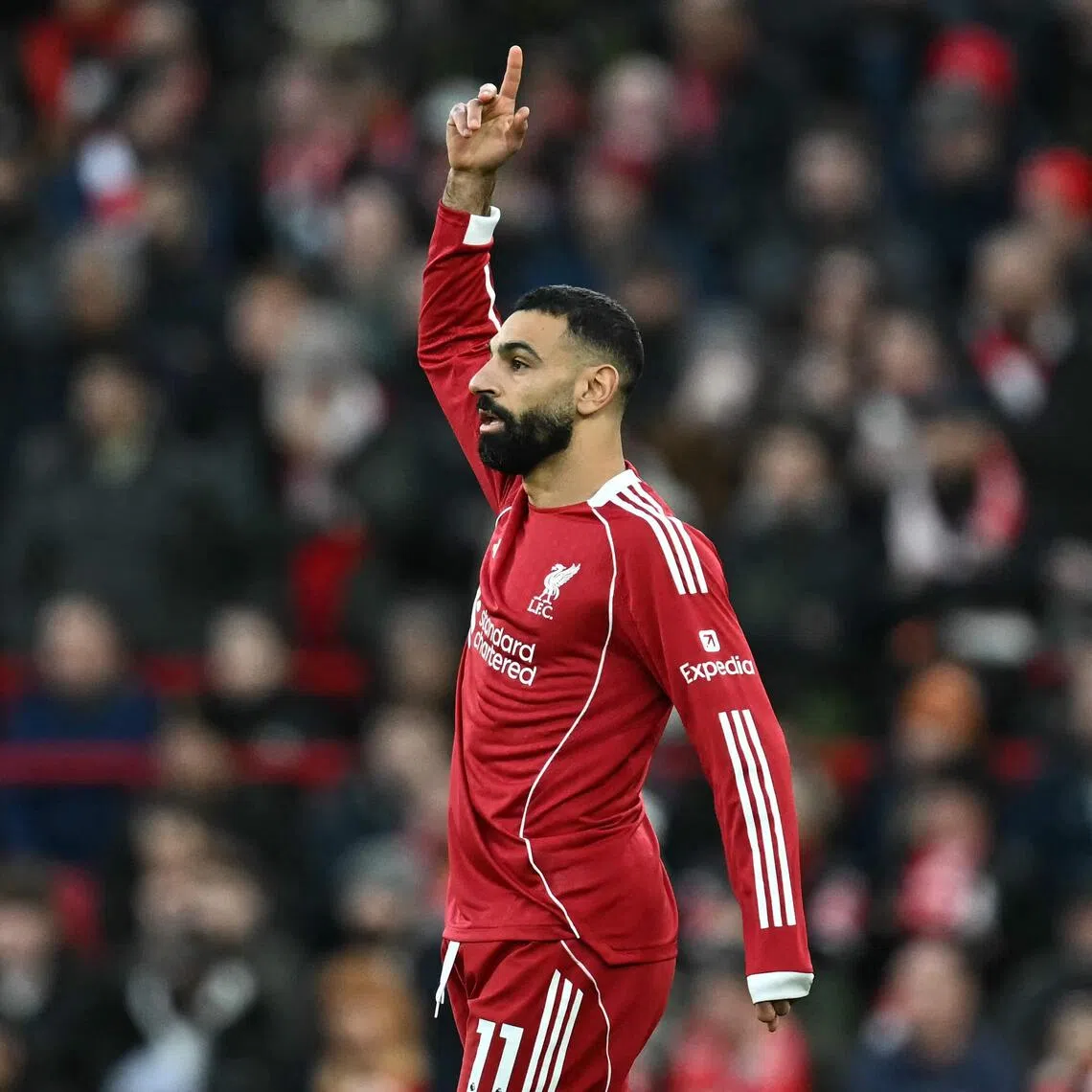 Liverpool striker Mohamed Salah was introduced to loud cheers in the 26th minute after defender Joe Gomez was forced off injured.