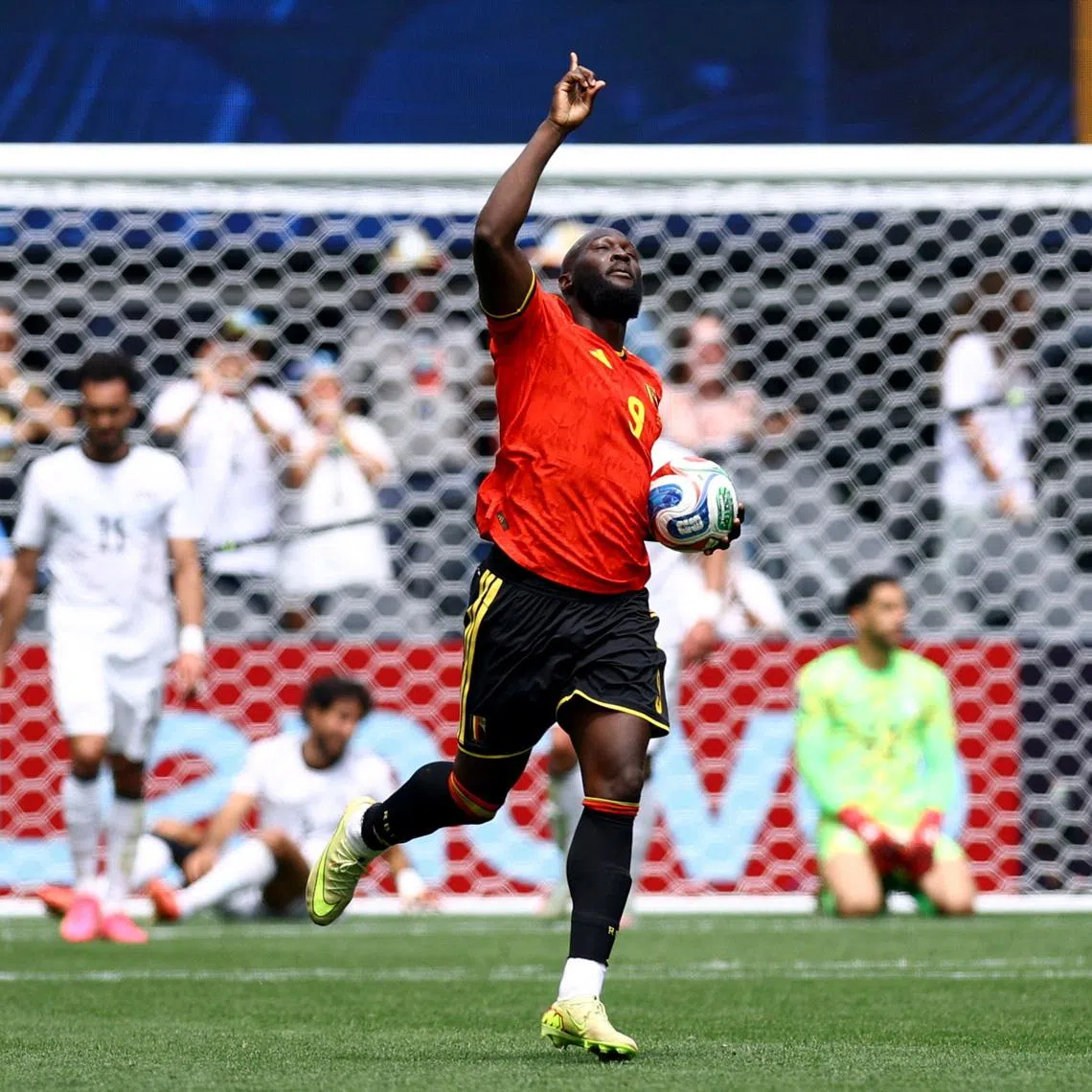 Soccer Football - FIFA World Cup 2026 - Group G - Belgium v Egypt - Seattle Stadium, Seattle, Washington, U.S. - June 15, 2026 Belgium's Romelu Lukaku celebrates their first goal, an own goal scored by Egypt's Mohamed Hany REUTERS/Albert Gea