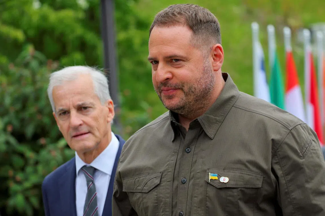 FILE PHOTO: Head of the Office of the President of Ukraine Andriy Yermak walks on the day of the opening ceremony of the Summit on Peace in Ukraine at the Buergenstock Resort in Stansstad near Lucerne, Switzerland, June 15, 2024. REUTERS/Denis Balibouse/Pool/File Photo