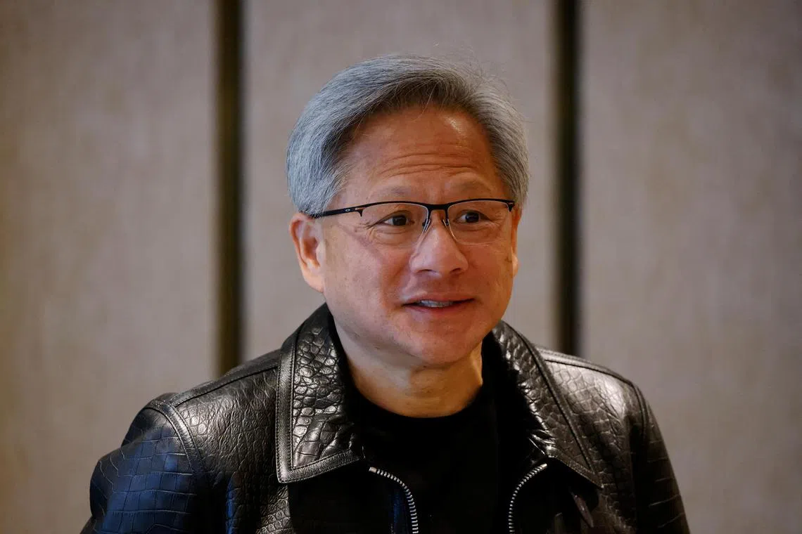 Jensen Huang’s wealth jumped US$9.6 billion (S$12.9 billion) to US$69.2 billion on Feb 22.