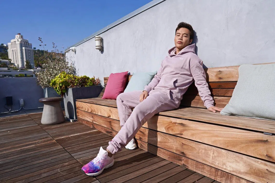 Kane Lim clad in BLING, the socially-responsible athleisure label he co-founded this year.