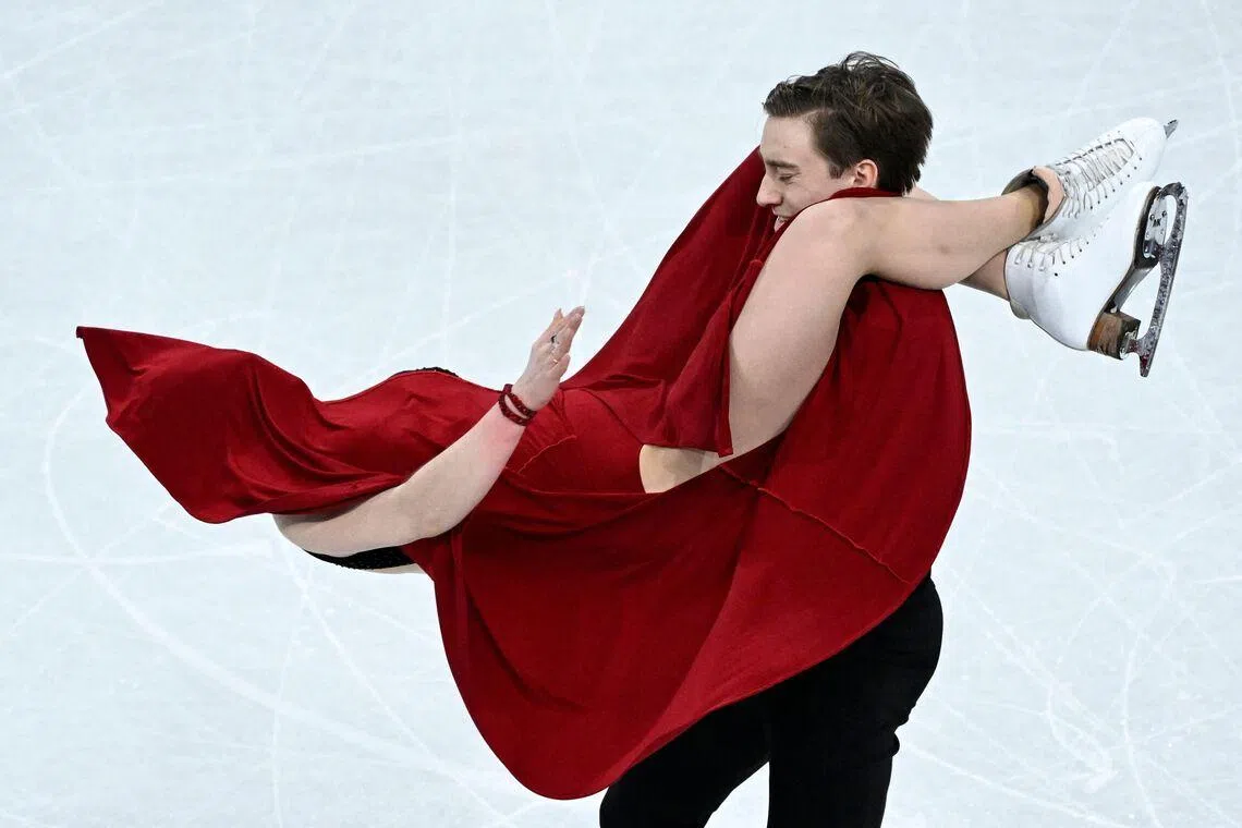 Czech Republic's Katerina Mrazkova (L) and Daniel Mrazek competing in the figure skating ice dance-free dance final during the Milano Cortina 2026 Winter Olympic Games at Milano Ice Skating Arena in Milan, Italy on Feb 11, 2026. 