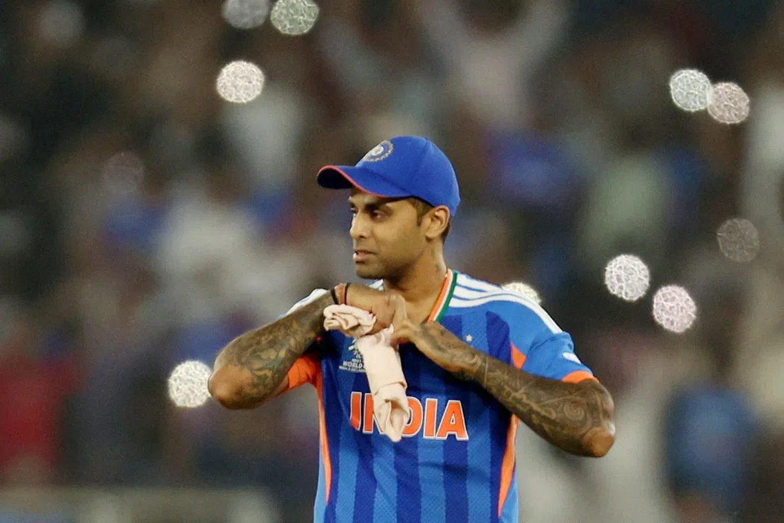 Cricket - ICC Men's T20 World Cup 2026 - Group A - India v Netherlands - Narendra Modi Stadium, Ahmedabad, India - February 18, 2026 India's Suryakumar Yadav reacts after the match REUTERS/Amit Dave/File Photo