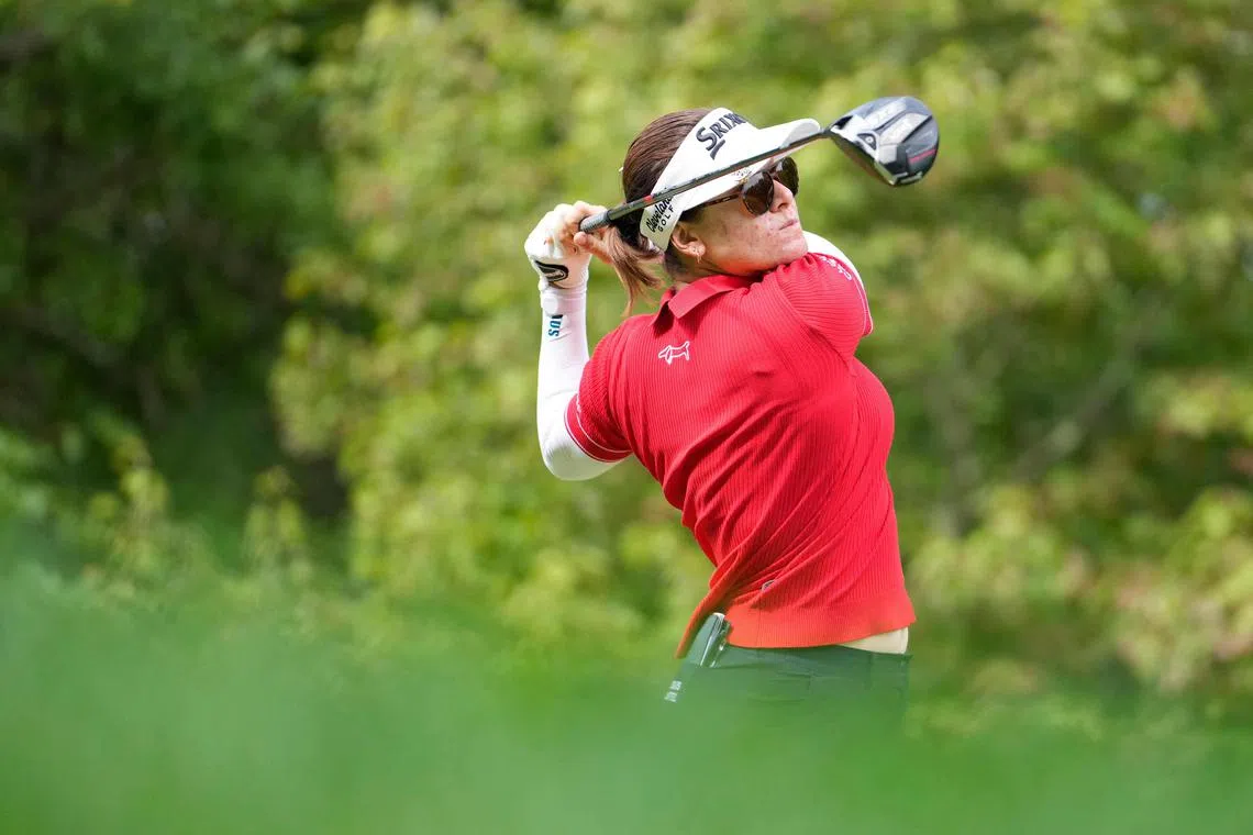 Hannah Green of Australia competing at the final round of the FM Championship in September. She holds a two-stroke lead at the rain-interrupted BMW Ladies Championship in Paju, South Korea, on Oct 18.