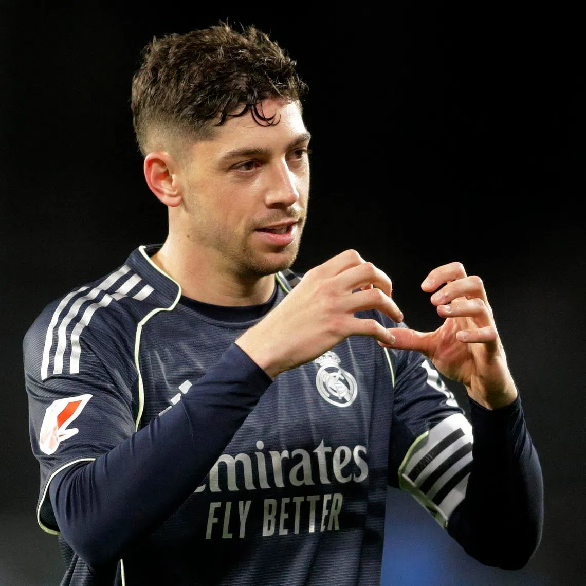 Soccer Football - LaLiga - Celta Vigo v Real Madrid - Estadio de Balaidos, Vigo, Spain - March 6, 2026 Real Madrid's Federico Valverde celebrates scoring their second goal REUTERS/Miguel Vidal
