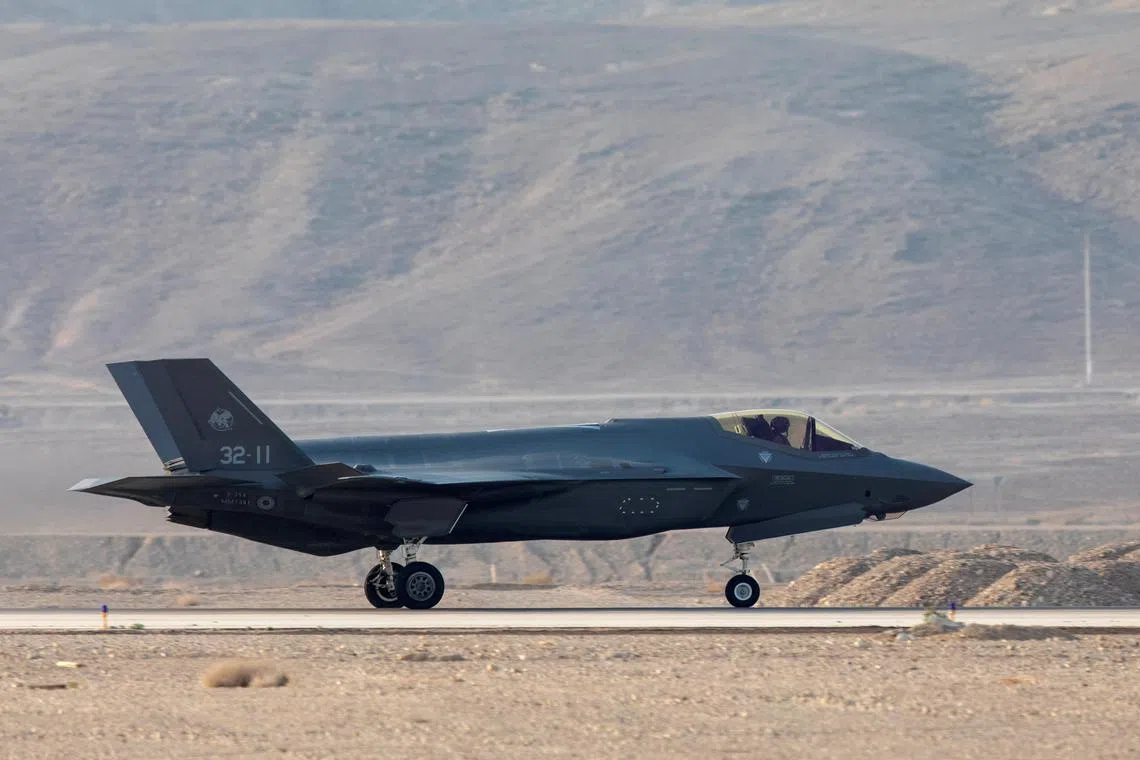 FILE PHOTO: An Italian F35 aircraft is seen on the runway during \"Blue Flag\", an aerial exercise hosted by Israel with the participation of foreign air force crews, at Ovda military air base, southern Israel November 11, 2019. Picture taken November 11, 2019. REUTERS/Amir Cohen/File Photo