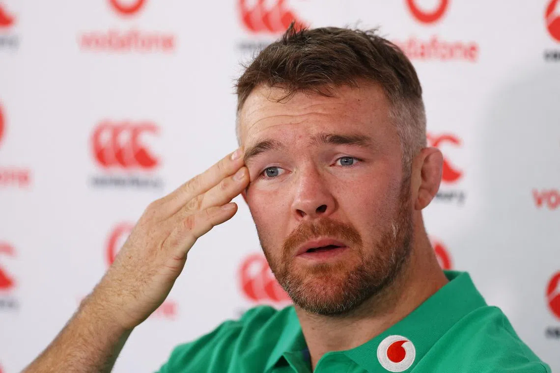 FILE PHOTO: Rugby Union - Ireland Captain's Run - St. Peter's College, Sunninghill, South Africa - July 5, 2024 Ireland's Peter O'Mahony during the press conference REUTERS/Siphiwe Sibeko/File Photo
