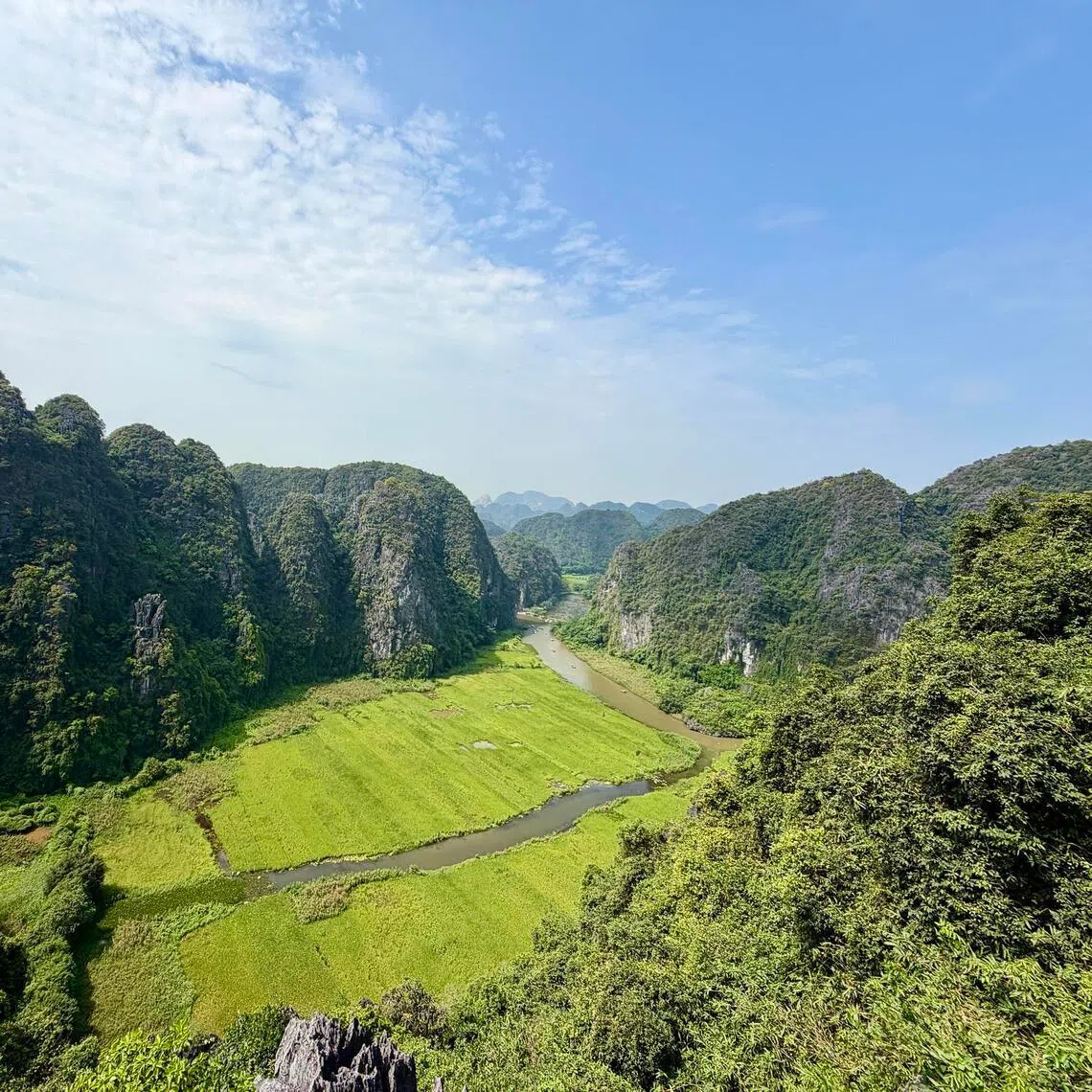 The view of Tam Coc Valley from the top of Mua Cave.