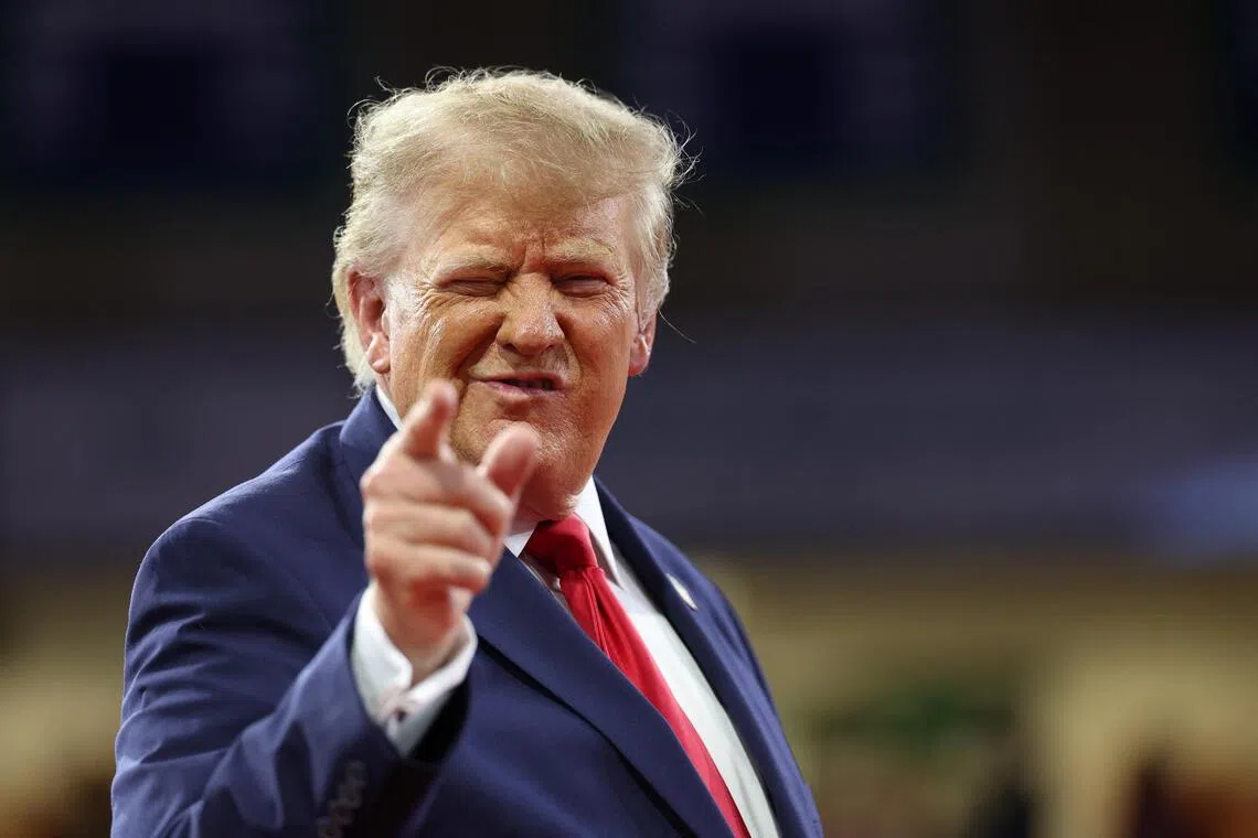 US President Donald Trump speaking at a rally in Fort Myers, Florida, on Oct 23.