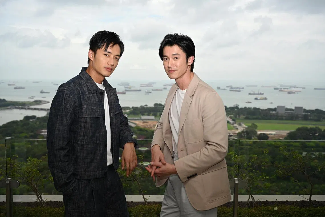 Malaysian actor Jack Tan (left) and Taiwanese star Wu Kang-jen (right) at Sands Signature Suite, Marina Bay Sands on Jan 11. They are the stars of Malaysian movie Abang Adik.