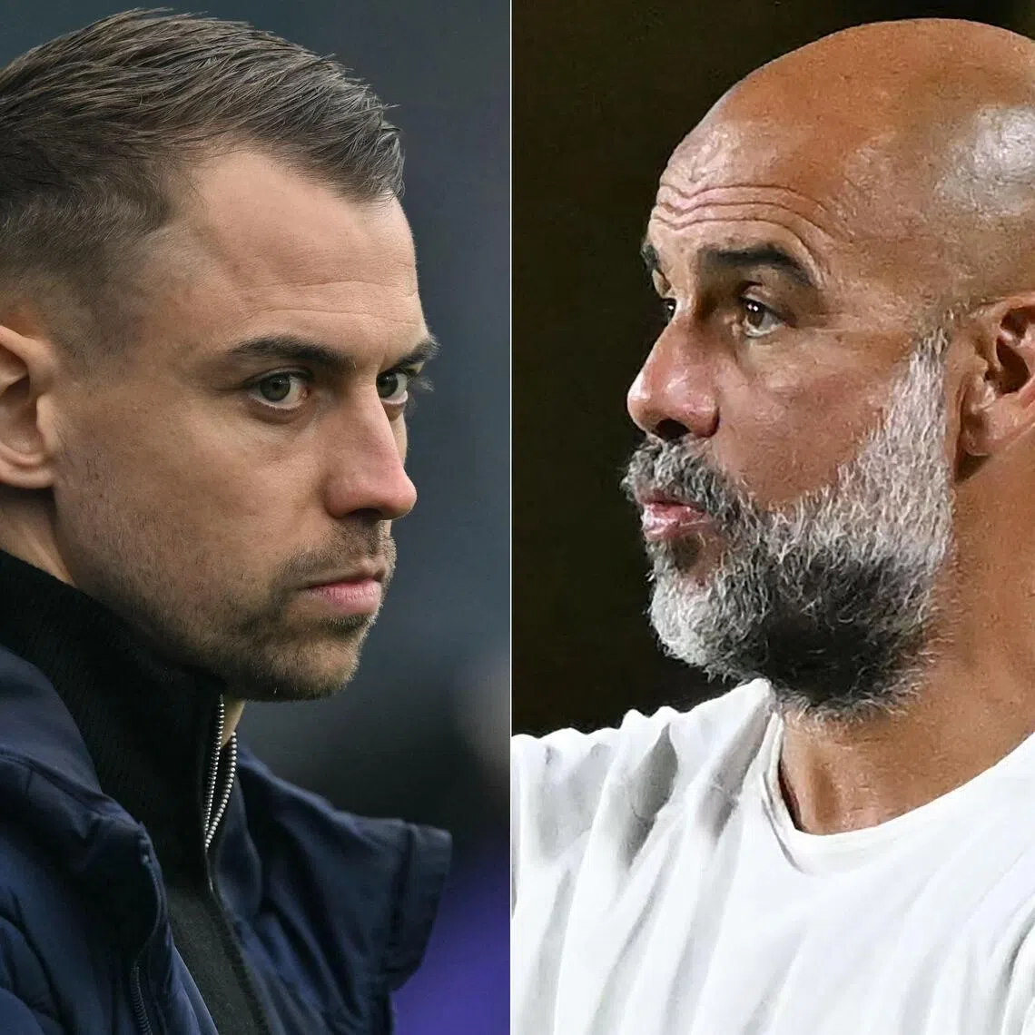 A combination of pictures showing Southampton coach Tonda Eckert and Manchester City manager Pep Guardiola as the two sides prepare to clash in the FA Cup semi-finals.