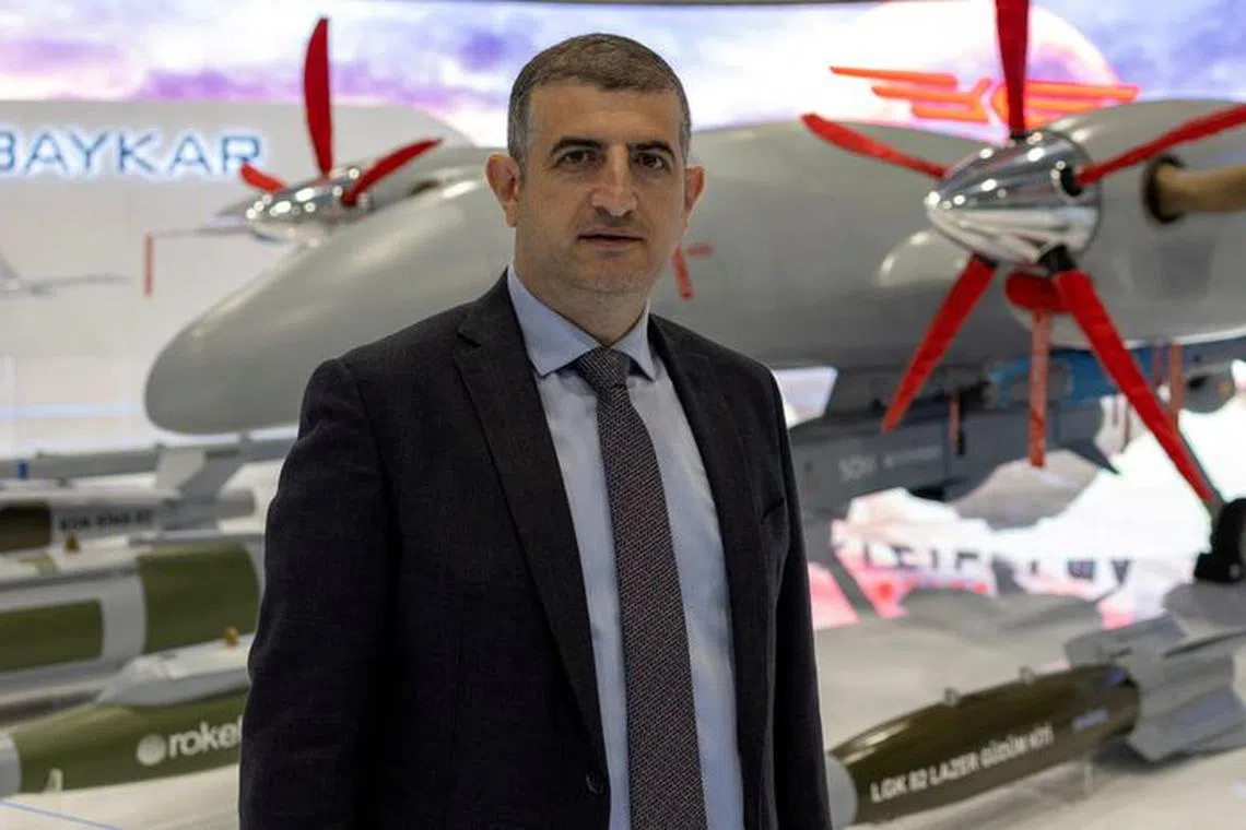 FILE PHOTO: Haluk Bayraktar, CEO of Turkish drone-maker Baykar, poses before an interview with Reuters at SAHA EXPO Defence & Aerospace Exhibition in Istanbul, Turkey, October 27, 2022. REUTERS/Umit Bektas/File Photo
