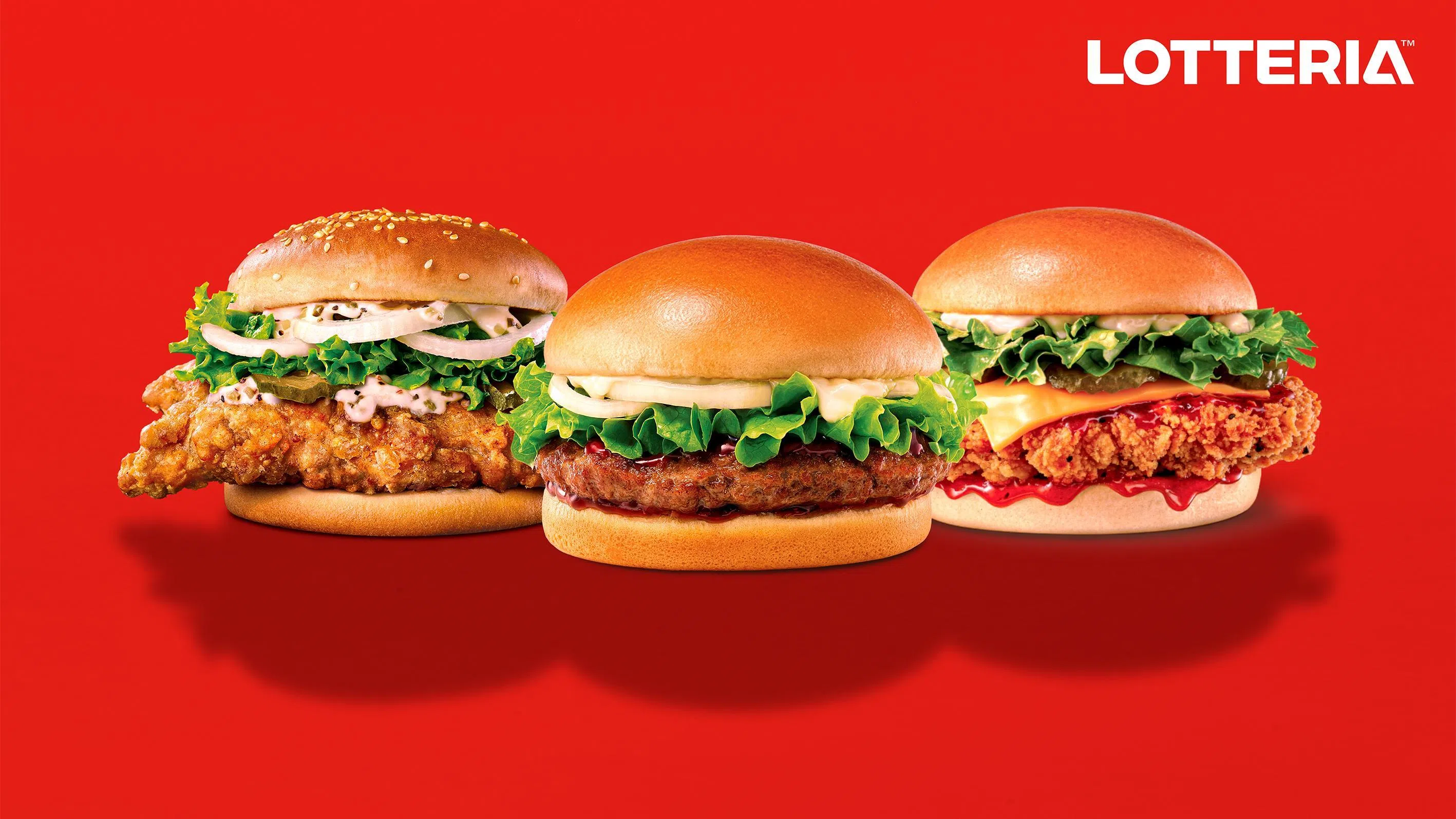 Lotteria’s three new burgers.