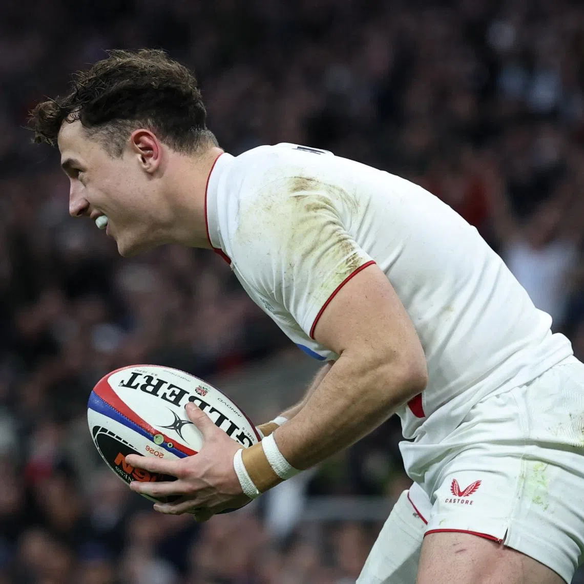 Rugby Union - Six Nations Championship - England v Wales - Allianz Stadium, Twickenham, Britain - February 7, 2026 England's Henry Arundell scores their second try REUTERS/Isabel Infantes