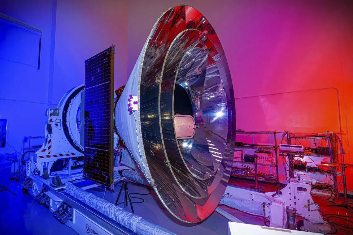 Nasa’s megaphone-shaped SPHEREx telescope will create a three-dimensional map of the cosmos.