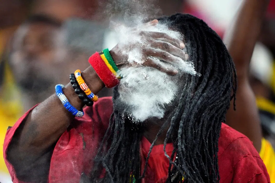 A Ghana fan with chalk on his face celebrating at the FIFA World Cup 2026 match between Ghana and Panama, held at the Toronto Stadium, in Canada, on June 17, 2026.