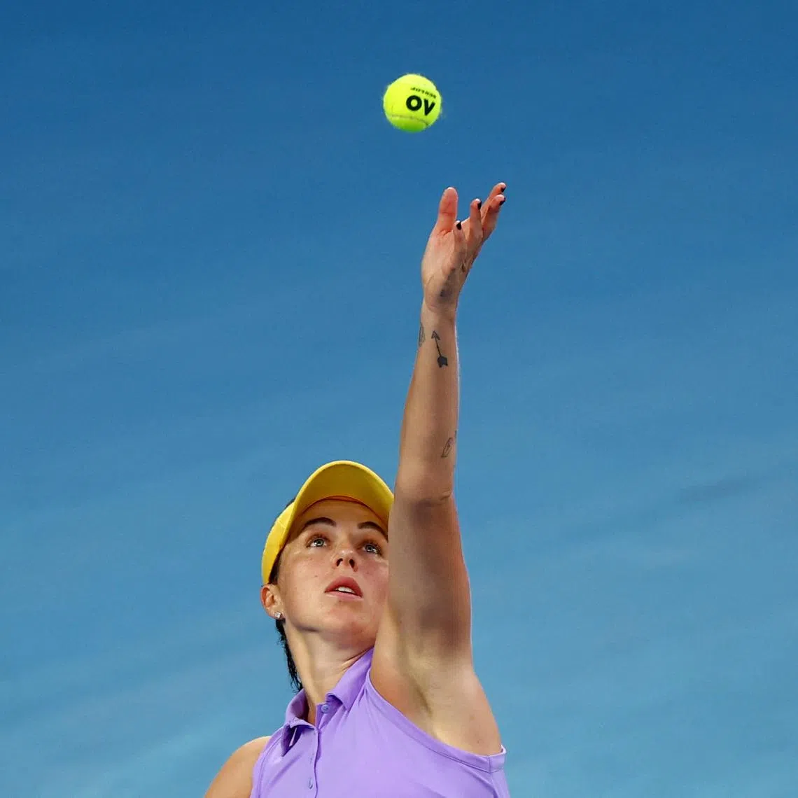Tennis - Australian Open - Melbourne Park, Melbourne, Australia - January 21, 2025 Russia's Anastasia Pavlyuchenkova in action during her quarter final match against Belarus' Aryna Sabalenka REUTERS/Edgar Su