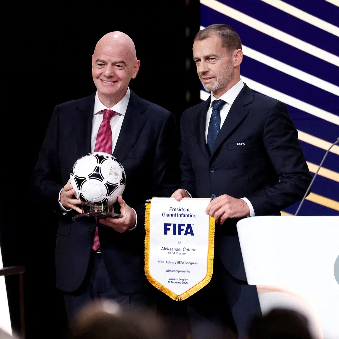 UEFA president Aleksander Ceferin (right) said he had no contact with FIFA president Gianni Infantino since controversy erupted over an abandoned sell-off plan.
