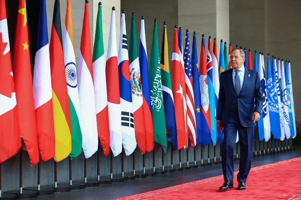 Russian Foreign Minister Sergey Lavrov attending the G-20 leaders' summit in Nusa Dua, Bali, Indonesia, on Tuesday. 