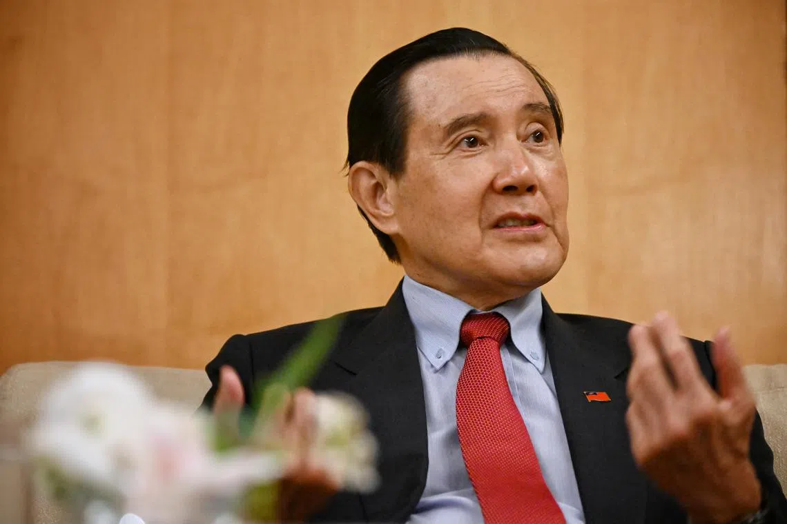 ST20231005_202345318964 Kua Chee Siong/ hotaiwan/ Profile of former Taiwan President Ma Ying-Jeou on day 2 of the SPH Media Asia Future Summit 2023 held at The Ritz-Carlton, Millenia Singapore on Oct 5, 2023.