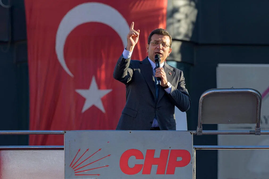Istanbul Mayor Ekrem Imamoglu, of the main opposition Republican People's Party (CHP), is the main political rival of Turkish President Recep Tayyip Erdogan.