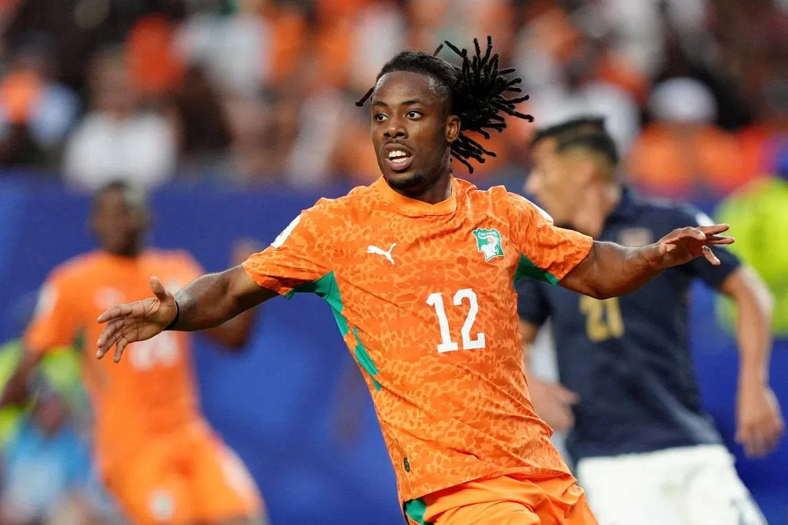FILE PHOTO: Soccer Football - FIFA World Cup 2026 - Group E - Ivory Coast v Ecuador - Philadelphia Stadium, Philadelphia, Pennsylvania, U.S. - June 14, 2026 Ivory Coast's Elye Wahi reacts IMAGN IMAGES via Reuters/Kyle Ross/File Photo