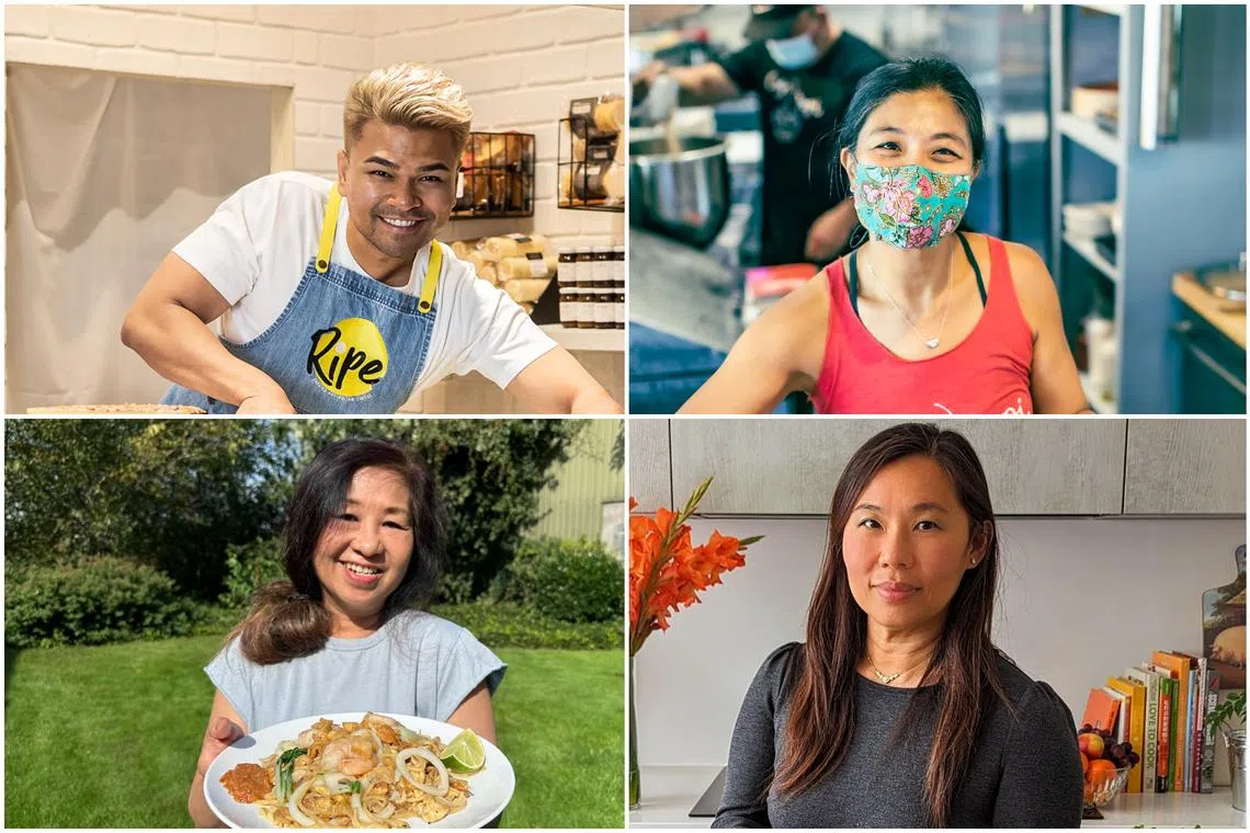 Singaporeans (clockwise from top left) Hakim Halim, Jeanne Ng, Ang Shiok Teng and Doreen Wong are making waves with their food abroad. 