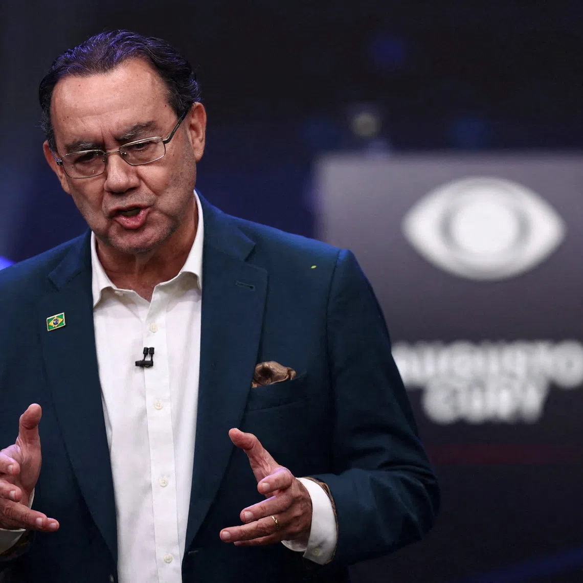 FILE PHOTO: Brazilian presidential candidate Augusto Cury speaks during a presidential debate ahead of the national election in Sao Paulo, Brazil, August 23, 2026. REUTERS/Jean Carniel/File Photo
