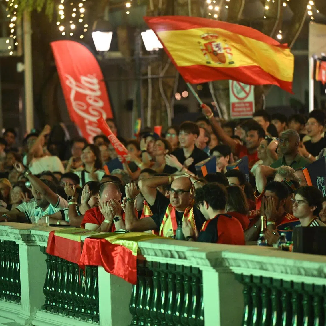 Spanish fans reacts to the match during the live screening of the FIFA World Cup 2026 final between Argentina and Spain at CHIJMES on July 20.