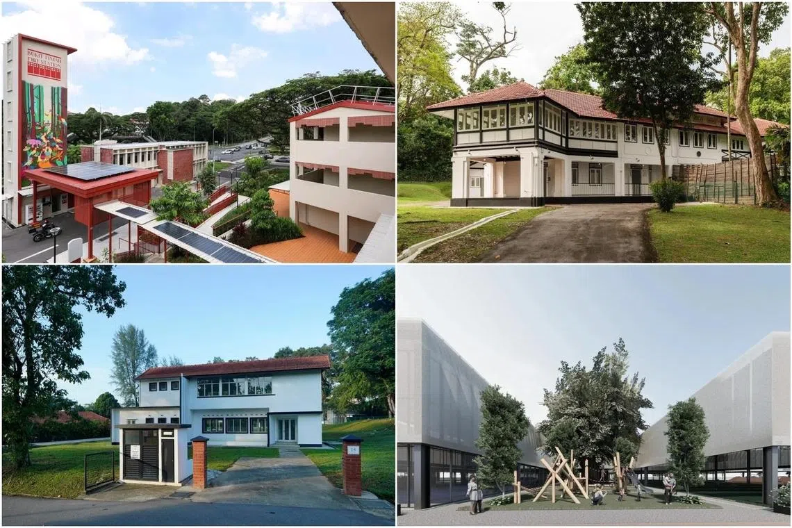 (Clockwise from top left) The Coliwoo Bukit Timah Fire Station, heritage bungalow 15 Malcolm Road, an artist’s impression of 179 Piccadilly, and 14 The Oval.